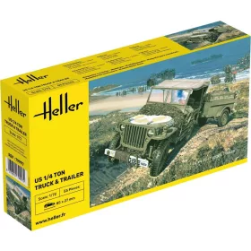 Heller amerikai 1/4 tonnás terepjáró és utánfutó 1:72 makett – Heller H79997