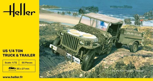 Heller amerikai 1/4 tonnás terepjáró és utánfutó 1:72 makett – Heller H79997