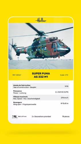 Heller Super Puma AS 332 M1 1:72 helikopter makett – Heller H80367