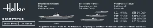 Heller U-Boot Type VII C 1:400 tengeralattjáró makett – Heller H81002