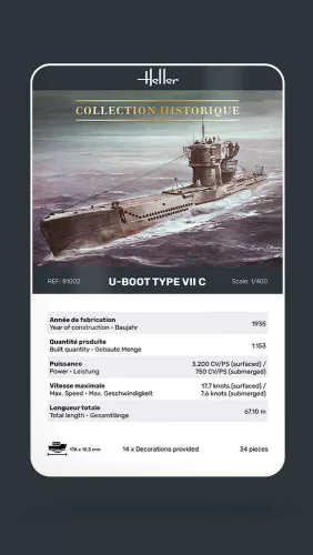 Heller U-Boot Type VII C 1:400 tengeralattjáró makett – Heller H81002