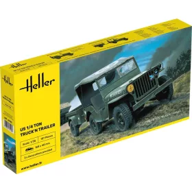 Heller amerikai 1/4 tonnás terepjáró és utánfutó 1:35 makett – Heller H81105