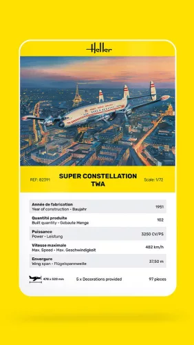Heller Super Constellation TWA 1:72 repülőgép makett – Heller H82391