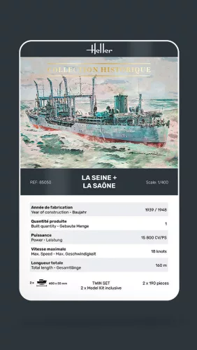 Heller Twin Set La Seine + La Saone 1:400 hadihajó makett – Heller H85050