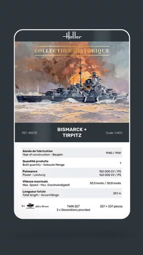 Heller Twin Set Bismarck + Tirpitz 1:400 hadihajó makett – Heller H85078