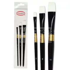   Munkácsy fehér szintetikus lapos ecsetkészlet (2-8-14) - 500P