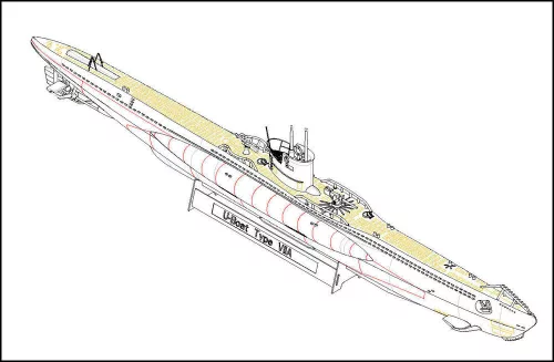 HobbyBoss DKM haditengerészet Type VII-A U-Boat 1:350 tengeralattjáró makett