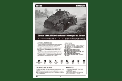 HobbyBoss német Sd.Kfz.221 Leichter Panzerspahwag 1:35 harcjármű makett (HB83811)