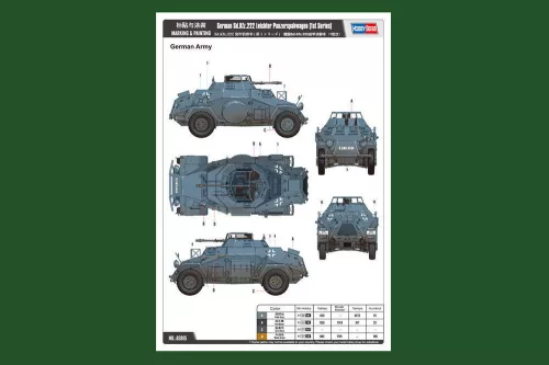 HobbyBoss német Sd.Kfz.222 Leichter Panzerspahwag 1:35 harcjármű makett