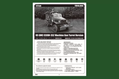 HobbyBoss amerikai GMC CCKW-352 Machine löveg Turret Versi 1:35 makett