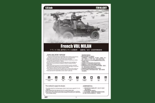 HobbyBoss francia VBL MILAN 1:35 katonai jármű makett