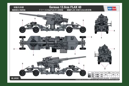 HobbyBoss német 12.8 cm FLAK 40 1:35 makett
