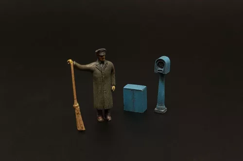Hauler Street sweeper and parking meter – dioráma kellék makett