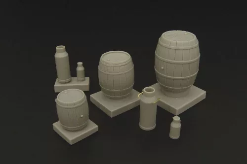 Hauler Wooden barrels and milk cans – dioráma kellék makett