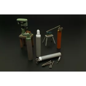  Hauler Bench drill-lever shears-oxy acetylene bottles – dioráma kellék makett