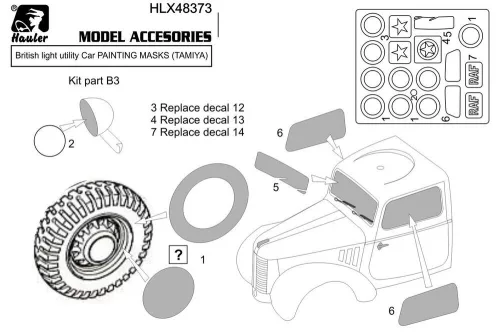 Hauler British light utility Car PAINTING MASKS (TAMIYA) - brit könnyű haszonjármű – festőmaszk-készlet