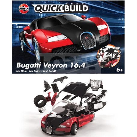 Airfix - QUICKBUILD Bugatti 16.4 Veyron black/red autó makett (J6020)