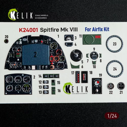 Kelik Spitfire Mk VIII interior 3D decals for Airfix kit - 3D belsőtér-részletező matricakészlet