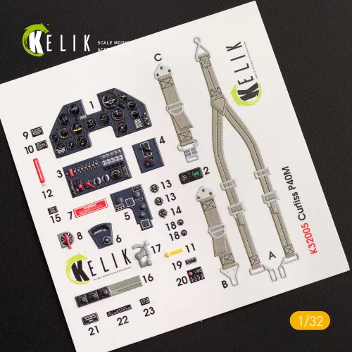 Kelik P-40M interior 3D decals for Trumpeter kit - 3D belsőtér-részletező matricakészlet