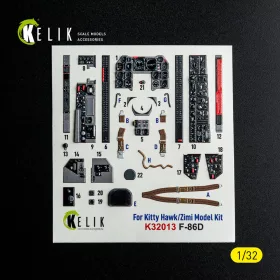   Kelik F-86D - interior 3D decals for Kitty Hawk/Zimi models kit - 3D belsőtér-részletező matricakészlet