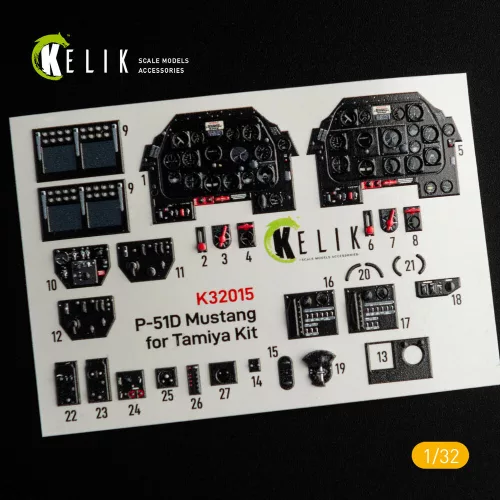Kelik P-51D Mustang - Interior 3D Decal for Tamiya kit - 3D belsőtér-részletező matricakészlet