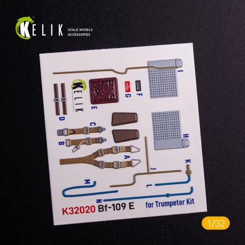 Kelik BF-109 E - Interior 3D Decal with 3D printed parts for Trumpeter kit - 3D belsőtér-részletező matricakészlet 3D nyomtatott alkatrészekkel