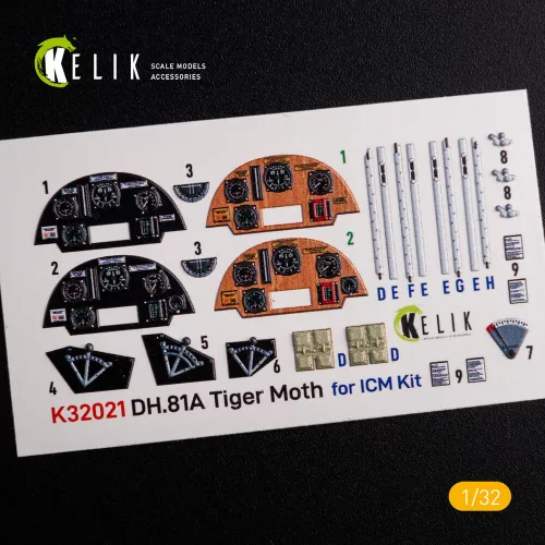 Kelik DH.81A Tiger Moth - Interior 3D Decal for ICM kit - 3D belsőtér-részletező matricakészlet