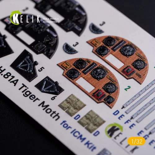Kelik DH.81A Tiger Moth - Interior 3D Decal for ICM kit - 3D belsőtér-részletező matricakészlet