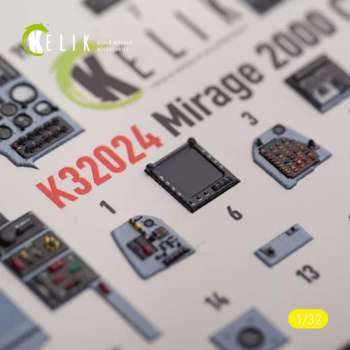 Kelik Mirage 2000C - interior 3D decals for Kitty Hawk/Zimi models kit - 3D belsőtér-részletező matricakészlet