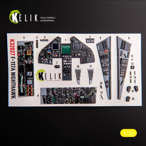 Kelik F-117A - Type 1 interior 3D decals for Trumpeter kit - F-117A - 1. típus – 3D belsőtér-részletező matricakészlet
