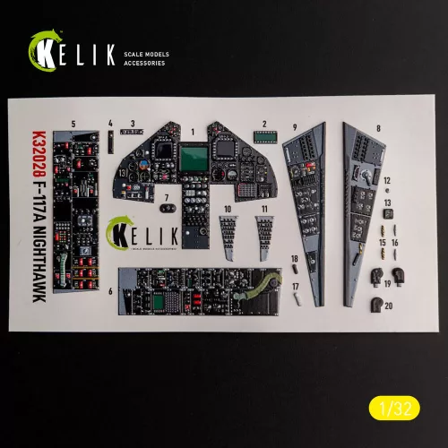 Kelik F-117A - Type 2 interior 3D decals for Trumpeter kit - F-117A - 2. típus – 3D belsőtér-részletező matricakészlet
