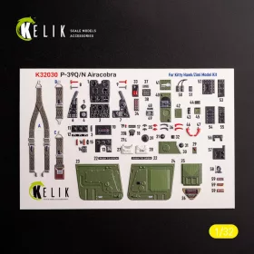   Kelik P-39Q/N - interior 3D decals for Kitty Hawk/Zimi models kit - 3D belsőtér-részletező matricakészlet