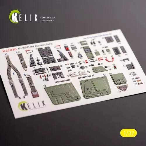 Kelik P-39Q/N - interior 3D decals for Kitty Hawk/Zimi models kit - 3D belsőtér-részletező matricakészlet