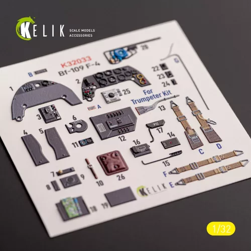 Kelik BF-109 F-4 - interior 3D decals for Trumpeter kit - 3D belsőtér-részletező matricakészlet