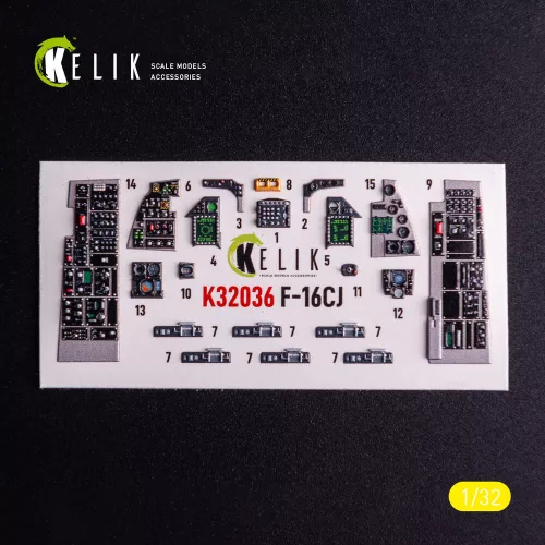 Kelik F-16CJ - interior 3D decals for Tamiya kit - 3D belsőtér-részletező matricakészlet