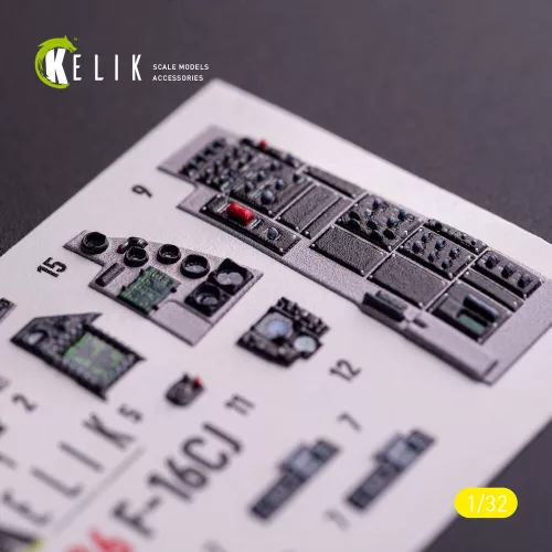 Kelik F-16CJ - interior 3D decals for Tamiya kit - 3D belsőtér-részletező matricakészlet