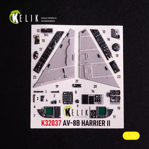 Kelik AV-8 Harrier - interior 3D decals for Trumpeter kit - 3D belsőtér-részletező matricakészlet