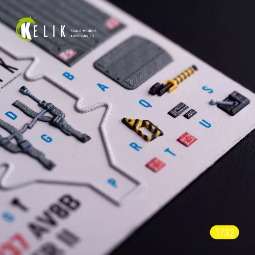 Kelik AV-8 Harrier - interior 3D decals for Trumpeter kit - 3D belsőtér-részletező matricakészlet