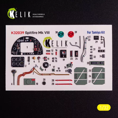 Kelik Spitfire Mk VIII - interior 3D decals for Tamiya kit - 3D belsőtér-részletező matricakészlet