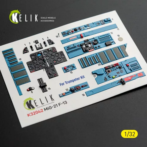 Kelik MiG-21 F-13 export version - interior 3D decals for Trumpeter kit - MiG-21 F-13 exportváltozat – 3D belsőtér-részletező matricakészlet