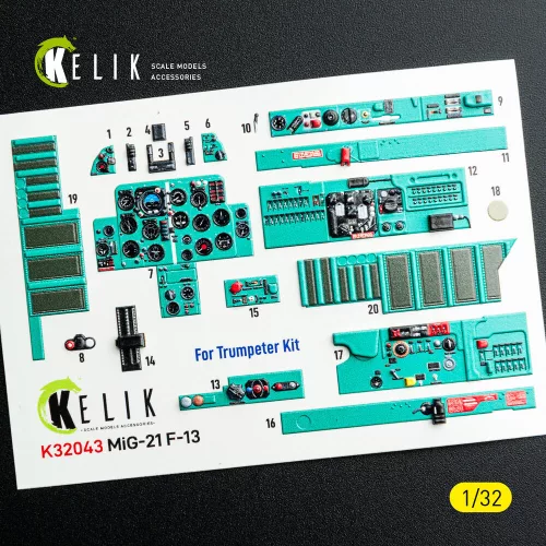 Kelik MiG-21 F-13 - interior 3D decals for Trumpeter kit - 3D belsőtér-részletező matricakészlet