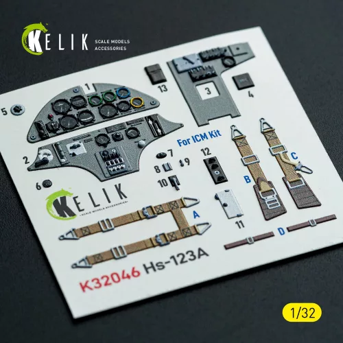 Kelik Hs-123A-1 - interior 3D decals for ICM kit - 3D belsőtér-részletező matricakészlet
