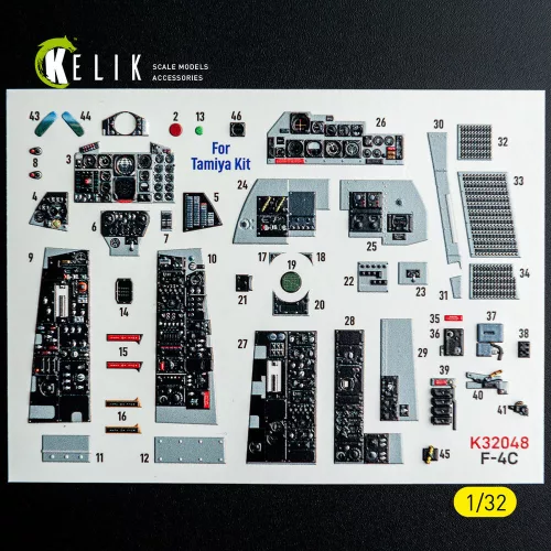 Kelik F-4C - interior 3D decals for Tamiya kit - 3D belsőtér-részletező matricakészlet