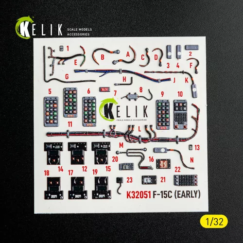 Kelik F-15C (early) - interior 3D decals for Tamiya kit - 3D belsőtér-részletező matricakészlet