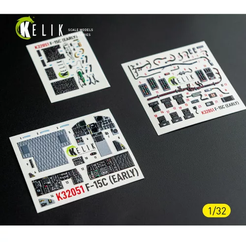 Kelik F-15C (early) - interior 3D decals for Tamiya kit - 3D belsőtér-részletező matricakészlet