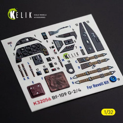 Kelik Bf-109 G2/4 - interior 3D decals for Revell - 3D belsőtér-részletező matricakészlet