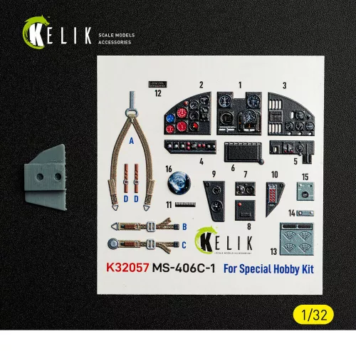 Kelik MS-406C-1 - interior 3D decals for Special Hobby kit - 3D belsőtér-részletező matricakészlet