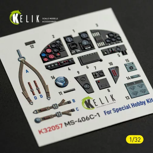 Kelik MS-406C-1 - interior 3D decals for Special Hobby kit - 3D belsőtér-részletező matricakészlet