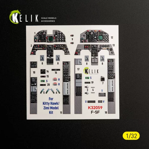 Kelik F-5F - interior 3D decals for Kitty Hawk/Zimi models kit - 3D belsőtér-részletező matricakészlet