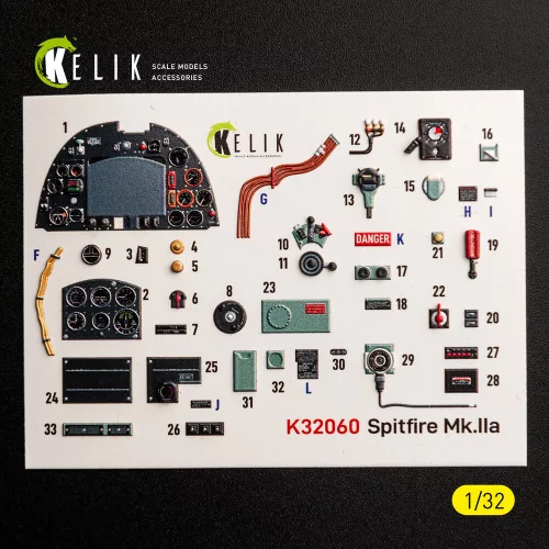 Kelik Spitfire Mk.IIa - interior 3D decals for Revell - 3D belsőtér-részletező matricakészlet